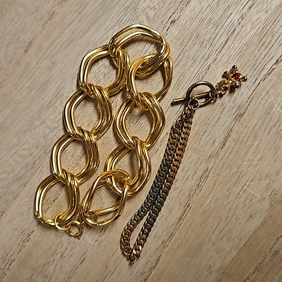 Mixed Jewelry lot 8 bracelets 1 wrap necklace gold and silver tone charms - Picture 9 of 14